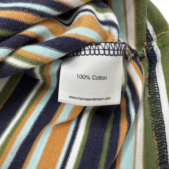 HANNA ANDERSSON Vintage Stripe Long Sleeve Tee Size 120 6-7 Kids Blue Green Tan - Picture 4 of 4